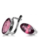 Boucles d'oreilles en argent sterling 925, Rubis vintage vec001s