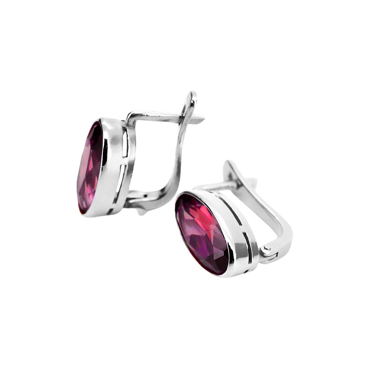 Vintage Sterling Silver Ruby Earrings - Russian Soviet Style vec001s