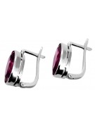 Vintage Sterling Silver Ruby Earrings - Russian Soviet Style vec001s