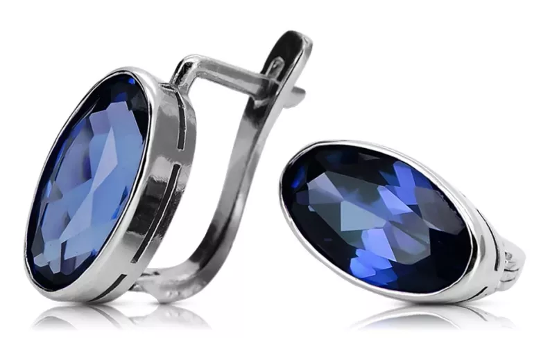 Sterling Silver 925, Sapphire Vintage Earrings vec001s