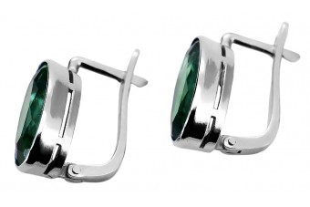 Pendientes de Plata de Ley 925, Esmeralda Vintage. vec001s
