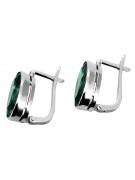 Vintage Sterling Silver Emerald Earrings - Russian Soviet Style vec001s