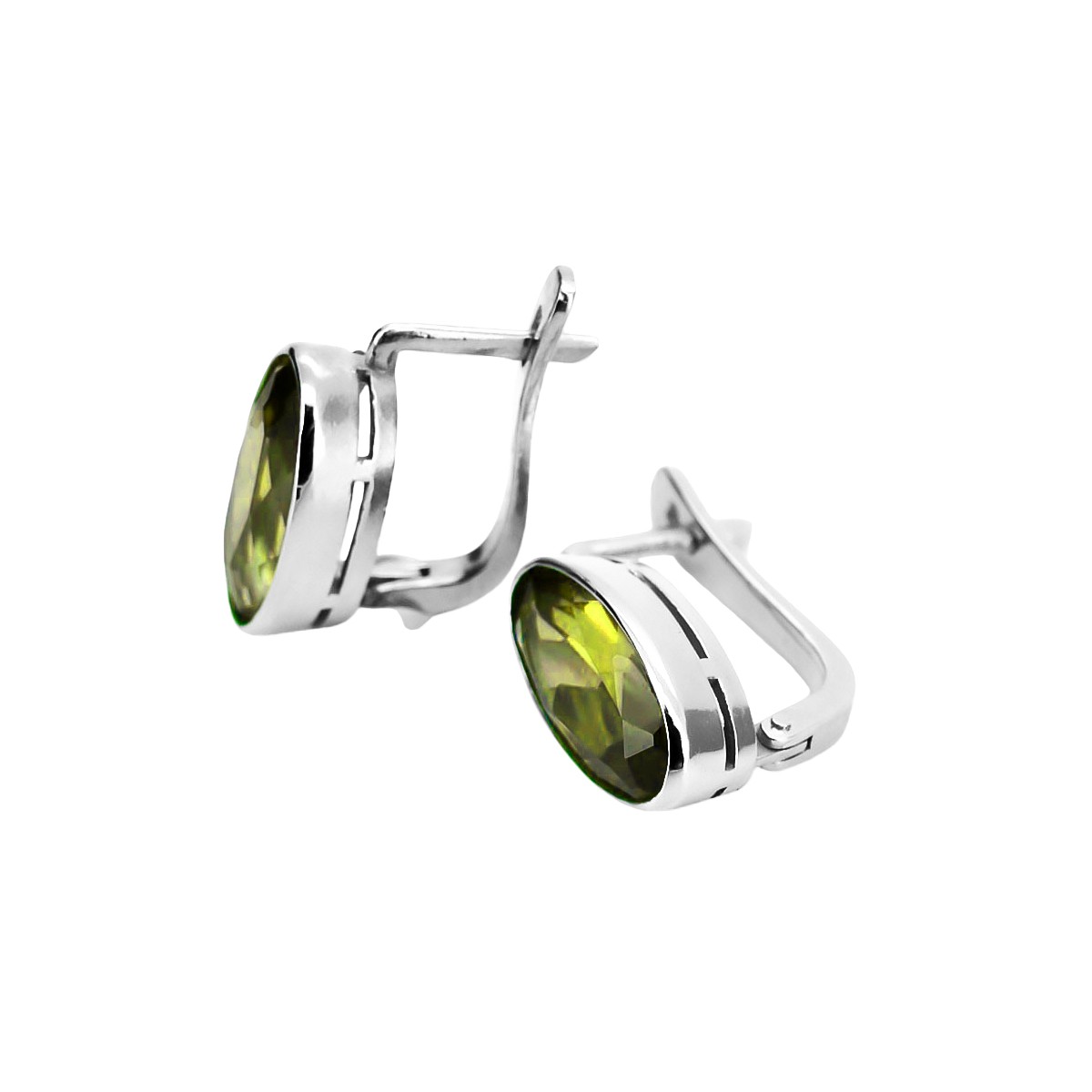 Boucles d'oreilles en argent sterling 925, Péridot jaun vec001s