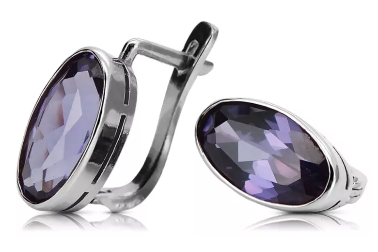 Boucles d'oreilles en argent sterling 925, Alexandrite vintage vec001s