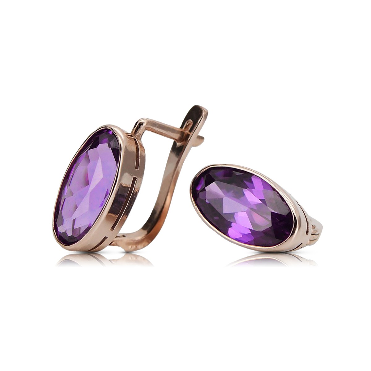 Sterling silver rose gold plated, Amethyst Vintage Earrings vec001rp