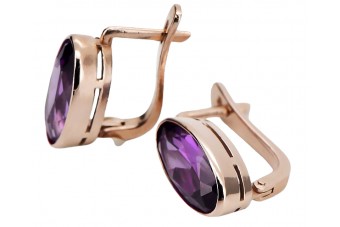 Sterling silver rose gold plated, Amethyst Vintage Earrings vec001rp