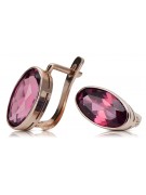 Sterling Silver Rose Gold Plated, Ruby Vintage Earrings vec001rp