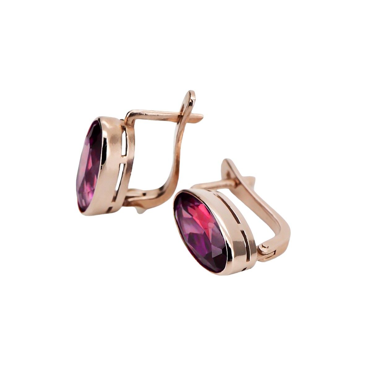 Sterling Silver Rose Gold Plated, Ruby Vintage Earrings vec001rp