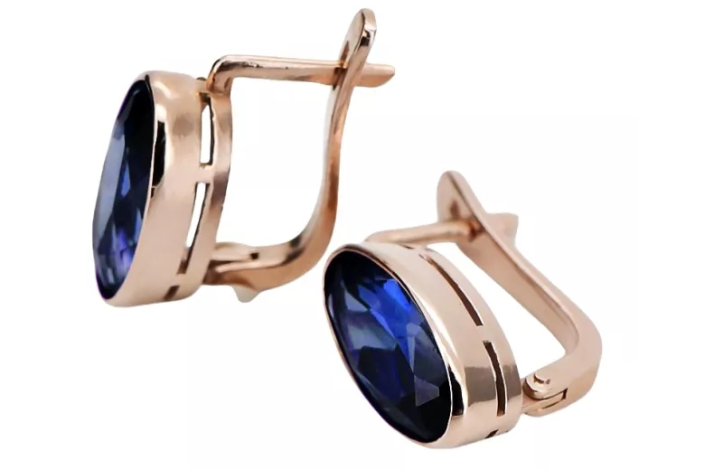 Rose Gold Plated Sterling Silver Sapphire Earrings vec001rp