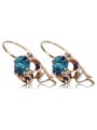 Vintage Russian Soviet Aquamarine Earrings in Original 14K Rose Gold vec035 vec035