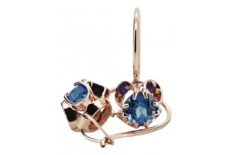 Aquamarin Ohrringe in Original Vintage 14k Roségold vec035 Russisch Sowjetisch  style vec035
