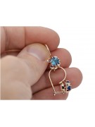 Vintage Russian Soviet Aquamarine Earrings in Original 14K Rose Gold vec035 vec035