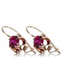 Boucles d'oreilles rubis en or rose 14 carats, style vintage d'origine russe soviétique vec035  style vec035