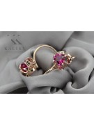 Classic Ruby Embellished 14K Rose Gold Earrings - Original Soviet Vintage vec035 vec035