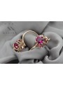 Classic Ruby Embellished 14K Rose Gold Earrings - Original Soviet Vintage vec035 vec035