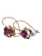 Boucles d'oreilles rubis en or rose 14 carats, style vintage d'origine russe soviétique vec035  style vec035