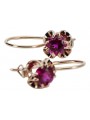 Classic Ruby Embellished 14K Rose Gold Earrings - Original Soviet Vintage vec035 vec035