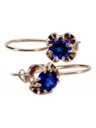 Vintage Soviet-Style 14K Rose Gold Sapphire Earrings vec035 vec035