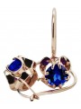 Vintage Soviet-Style 14K Rose Gold Sapphire Earrings vec035 vec035