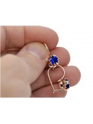 Vintage Soviet-Style 14K Rose Gold Sapphire Earrings vec035 vec035