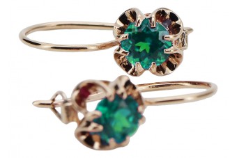 Smaragd Ohrringe in Originales Vintage-Roségold 14 Karat vec035 Russisch Sowjetisch style vec035