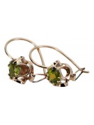 Pendientes de Peridoto y Oro Rosa Antiguo 14k Vec035, Estilo Vintage Soviético Ruso style vec035