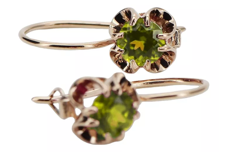 "Peridot 14k Roségold Ohrringe vec035 Vintage Russisch Sowjet Originales" style vec035