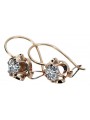 Boucles d'oreilles en zircon rose et or 14 carats vintage d'origine russe soviétique style vec035