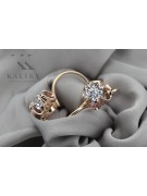 "Elegantes Pendientes de Zircón y Oro Rosa Antiguo Original de 14k vec035 Estilo Ruso Soviético Vintage" style vec035