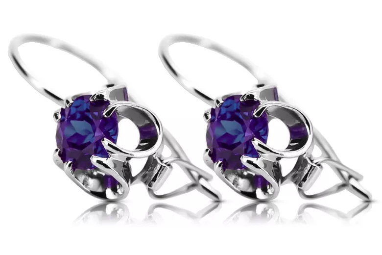 Boucles d'oreilles en argent sterling 925, Alexandrite Vintage soviétique. vec035s