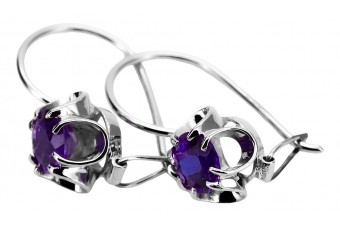 Boucles d'oreilles en argent sterling 925, Alexandrite Vintage soviétique. vec035s