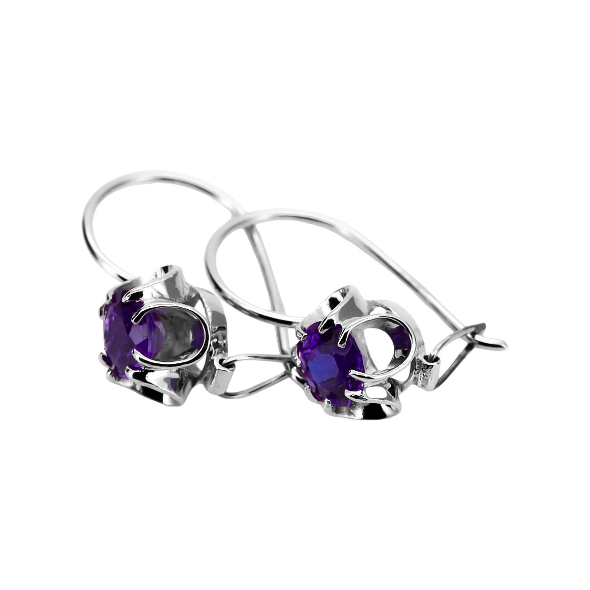 Boucles d'oreilles en argent sterling 925, Alexandrite Vintage soviétique. vec035s