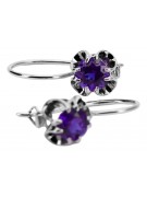 Boucles d'oreilles en argent sterling 925, Alexandrite Vintage soviétique. vec035s