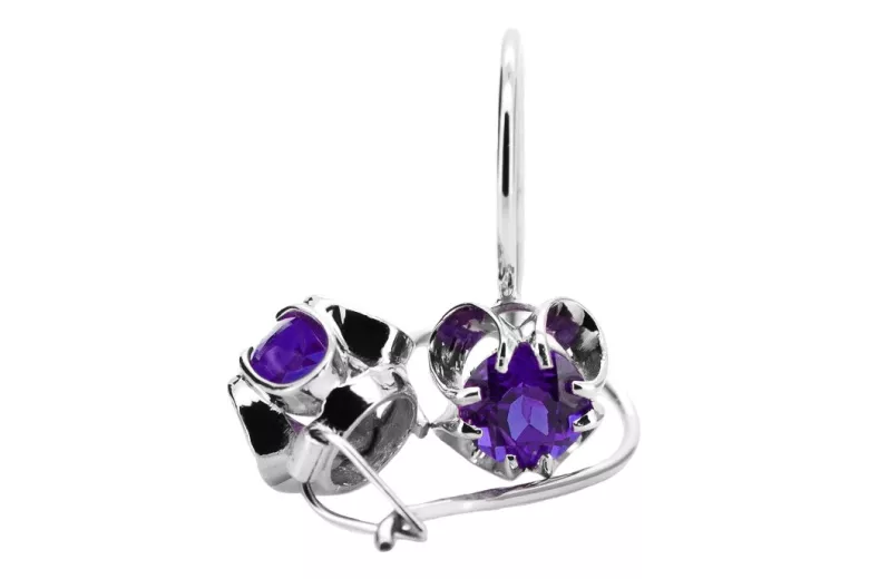 Boucles d'oreilles en argent sterling 925, Alexandrite Vintage soviétique. vec035s