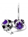 Boucles d'oreilles en argent sterling 925, Alexandrite Vintage soviétique. vec035s