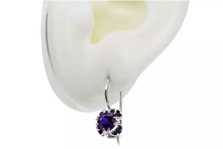 Boucles d'oreilles en argent sterling 925, Alexandrite Vintage soviétique. vec035s