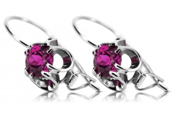 Sterling Silver 925 Amethyst Gemstone Earrings Vintage Russian Soviet vec035s