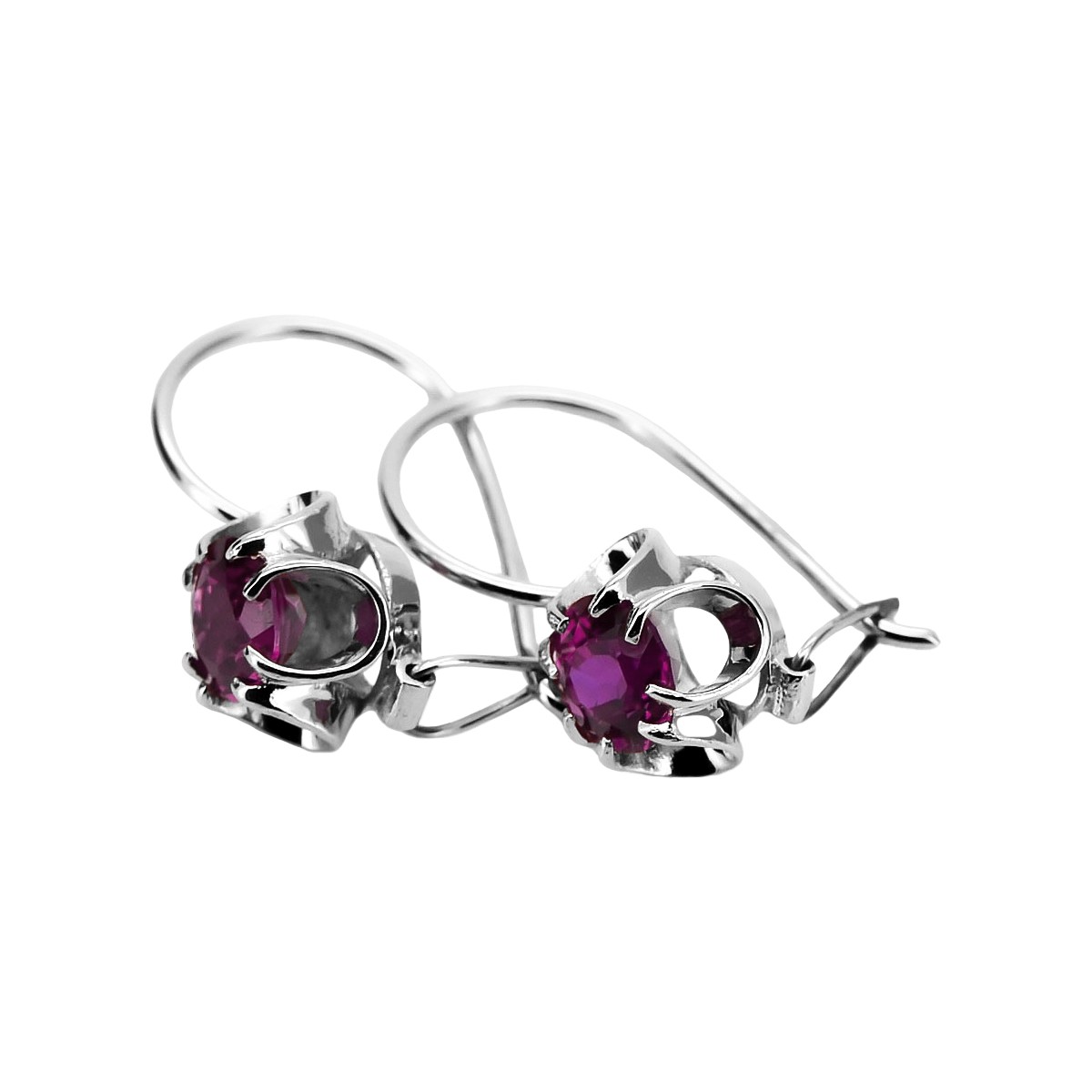 Sterling Silver 925 Amethyst Gemstone Earrings Vintage Russian Soviet vec035s