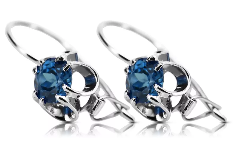 Boucles d'oreilles en argent sterling 925, Aigue-marine vintage russe soviétique vec035s