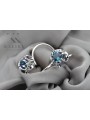 Boucles d'oreilles en argent sterling 925, Aigue-marine vintage russe soviétique vec035s