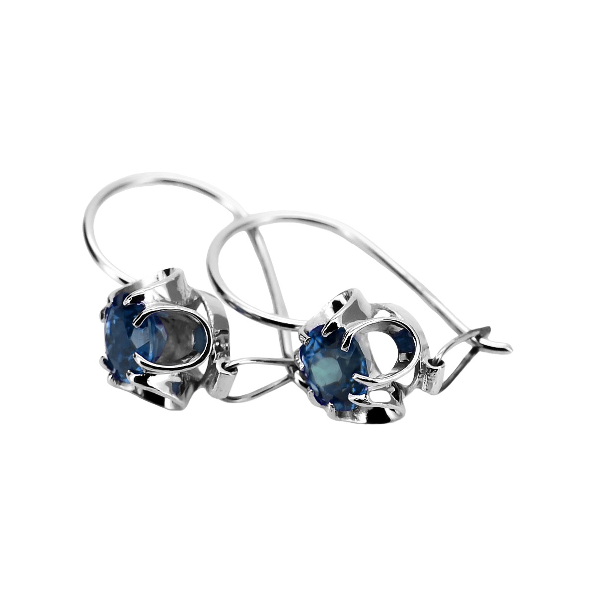 Boucles d'oreilles en argent sterling 925, Aigue-marine vintage russe soviétique vec035s