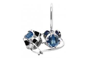 Boucles d'oreilles en argent sterling 925, Aigue-marine vintage russe soviétique vec035s