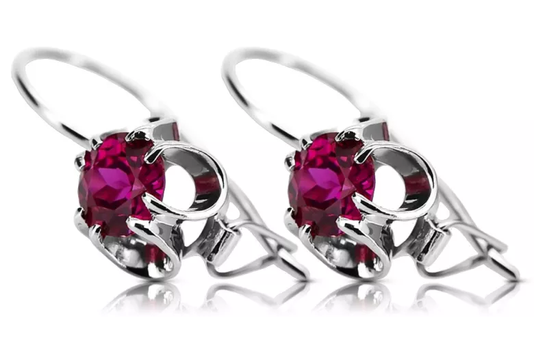 Boucles d'oreilles en argent sterling 925, Rubis vintage. vec035s