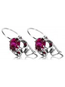 Sterling Silver 925 Ruby Earrings, Vintage Russian Soviet Style vec035s