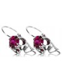 Sterling Silver 925 Ruby Earrings, Vintage Russian Soviet Style vec035s