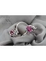 Boucles d'oreilles en argent sterling 925, Rubis vintage. vec035s