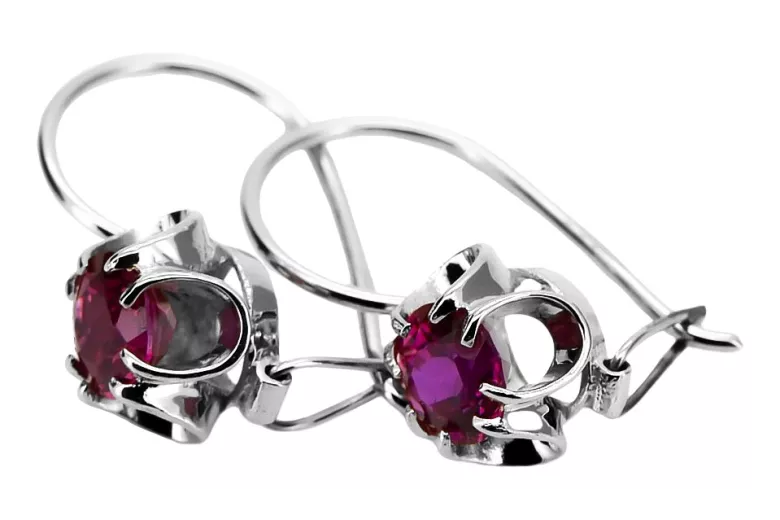 Boucles d'oreilles en argent sterling 925, Rubis vintage. vec035s