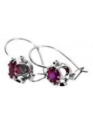 Sterling Silver 925 Ruby Earrings, Vintage Russian Soviet Style vec035s