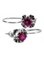 Boucles d'oreilles en argent sterling 925, Rubis vintage. vec035s