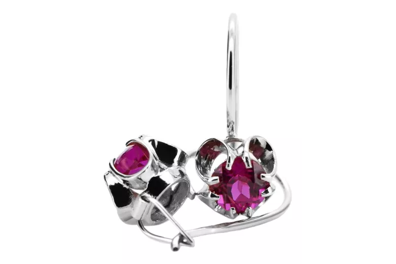 Boucles d'oreilles en argent sterling 925, Rubis vintage. vec035s